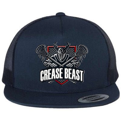 Funny Lacrosse Ops Warning Of Crease Beast LAX Goalie Flatbill Hat