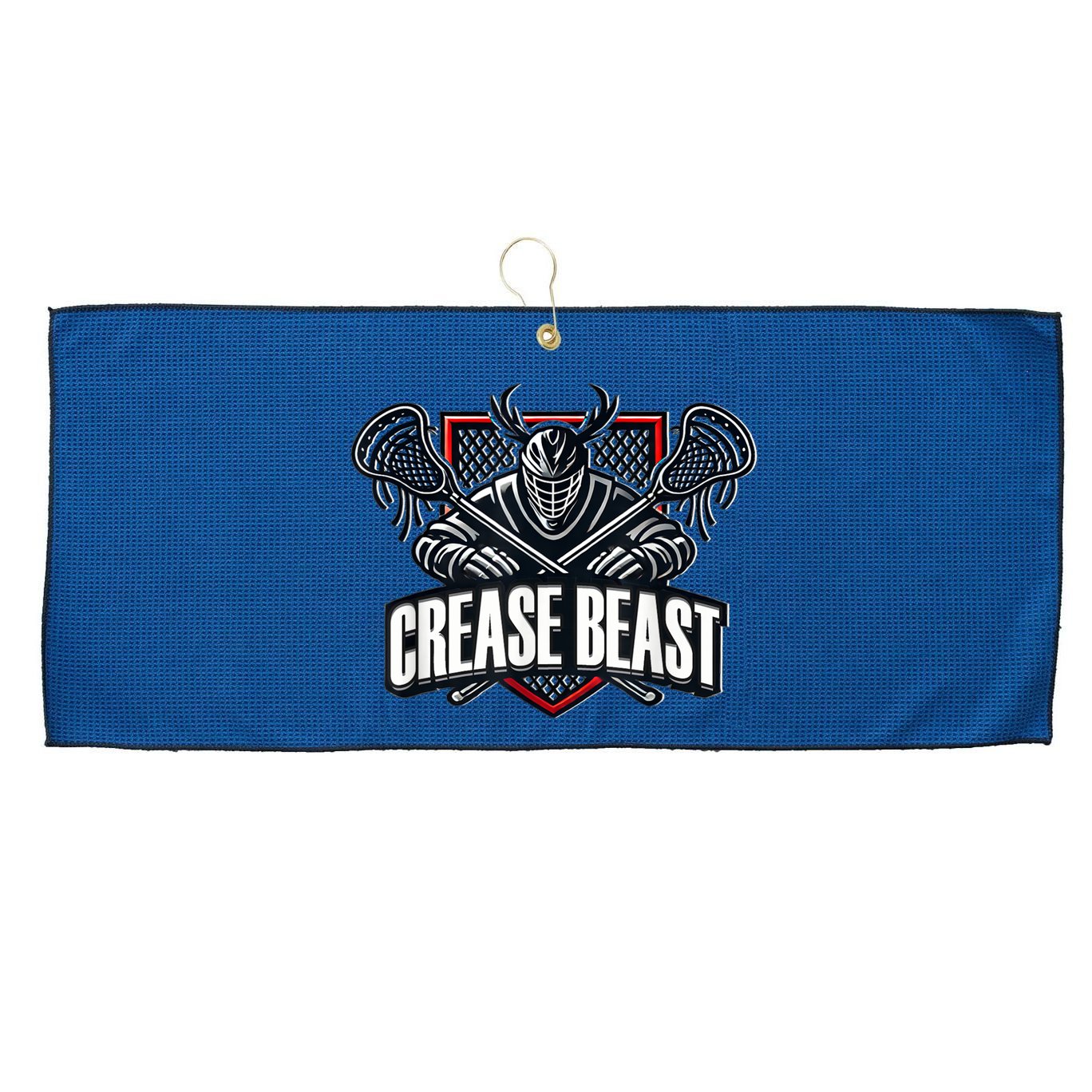 Funny Lacrosse Ops Warning Of Crease Beast LAX Goalie Large Microfiber Waffle Golf Towel