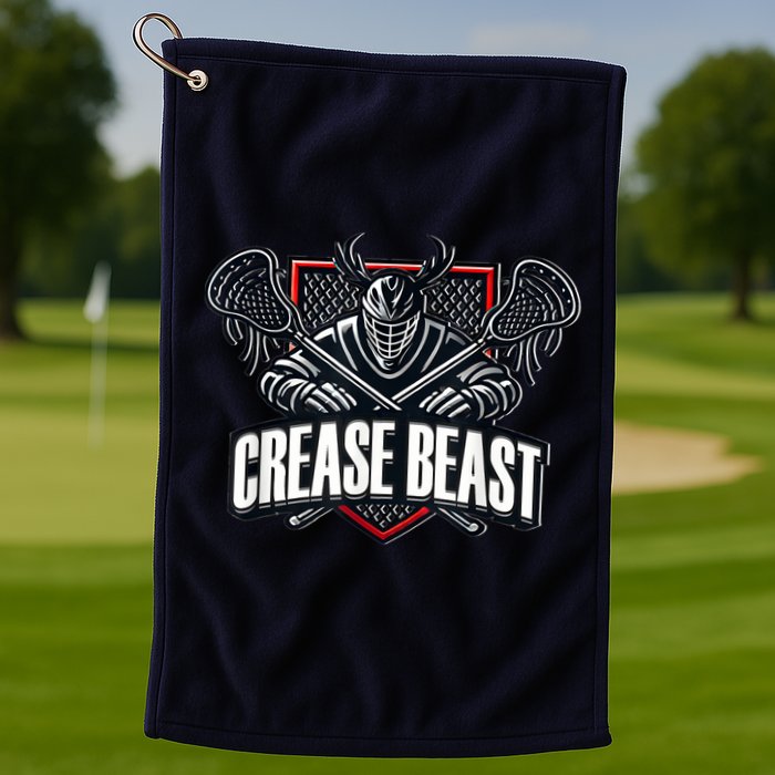 Funny Lacrosse Ops Warning Of Crease Beast LAX Goalie Golf Towel