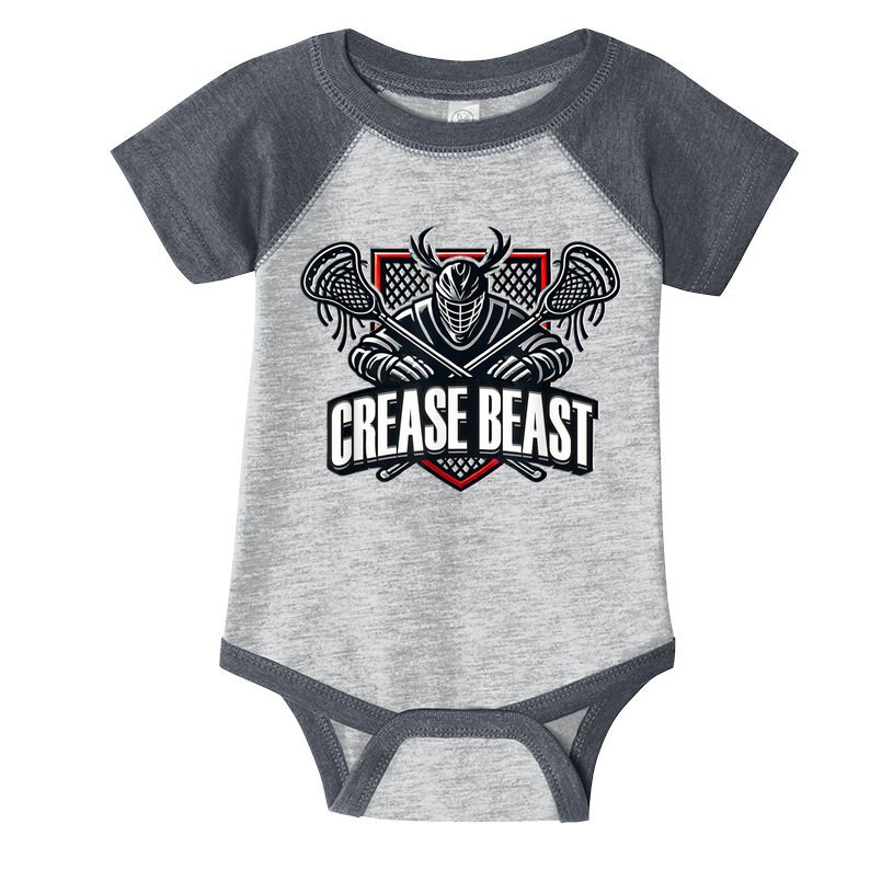 Funny Lacrosse Ops Warning Of Crease Beast LAX Goalie Infant Baby Jersey Bodysuit