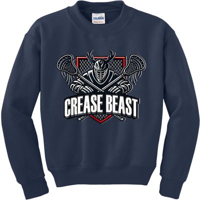 Funny Lacrosse Ops Warning Of Crease Beast LAX Goalie Kids Sweatshirt