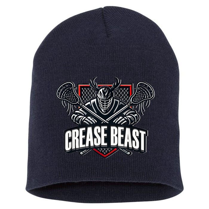 Funny Lacrosse Ops Warning Of Crease Beast LAX Goalie Short Acrylic Beanie