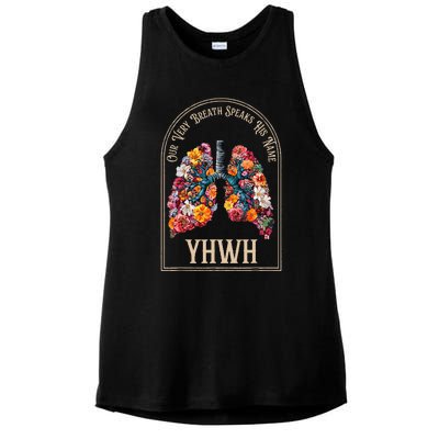 Floral Lung Our Very Breath Speaks His Name Yhwh Christian Ladies PosiCharge Tri-Blend Wicking Tank