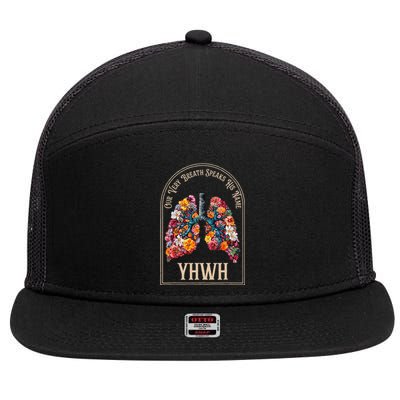 Floral Lung Our Very Breath Speaks His Name Yhwh Christian 7 Panel Mesh Trucker Snapback Hat