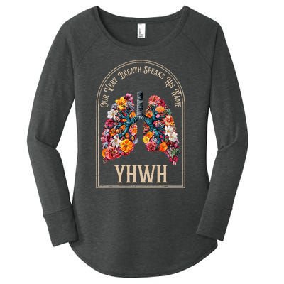 Floral Lung Our Very Breath Speaks His Name Yhwh Christian Women's Perfect Tri Tunic Long Sleeve Shirt