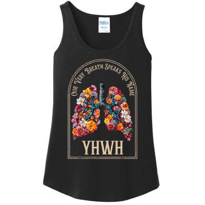 Floral Lung Our Very Breath Speaks His Name Yhwh Christian Ladies Essential Tank