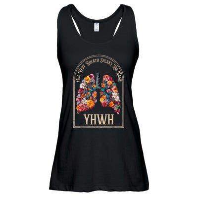 Floral Lung Our Very Breath Speaks His Name Yhwh Christian Ladies Essential Flowy Tank