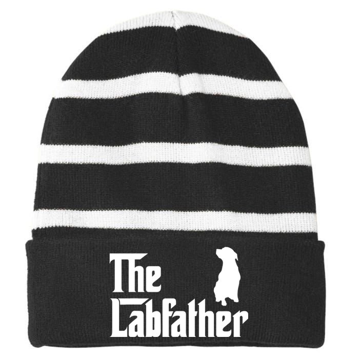 Funny Labrador Owner The Labfather Lab Father Gift Striped Beanie with Solid Band