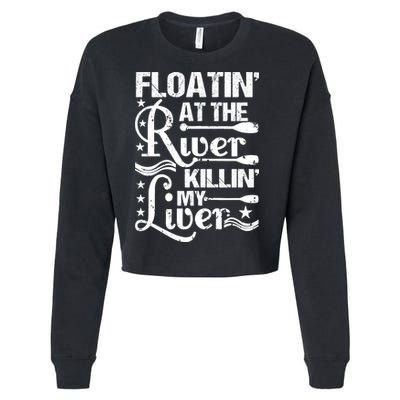 Floatin At The River Killin My Liver Cropped Pullover Crew