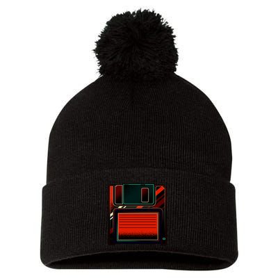 Floppy Disc Pom Pom 12in Knit Beanie