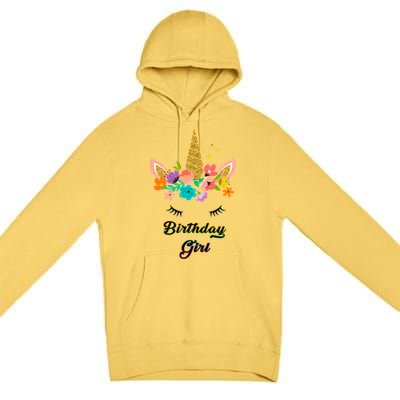 Floral Birthday Girl Unicorn Premium Pullover Hoodie