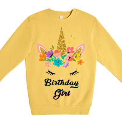 Floral Birthday Girl Unicorn Premium Crewneck Sweatshirt