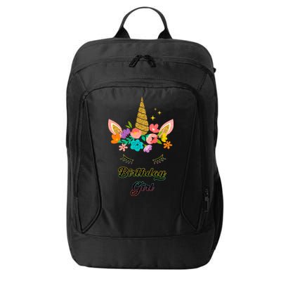 Floral Birthday Girl Unicorn City Backpack