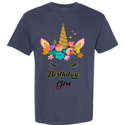 Floral Birthday Girl Unicorn Garment-Dyed Heavyweight T-Shirt