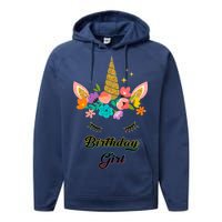 Floral Birthday Girl Unicorn Performance Fleece Hoodie