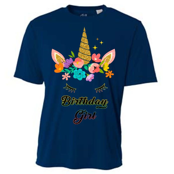 Floral Birthday Girl Unicorn Cooling Performance Crew T-Shirt