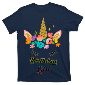 Floral Birthday Girl Unicorn T-Shirt