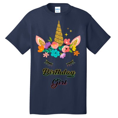 Floral Birthday Girl Unicorn Tall T-Shirt