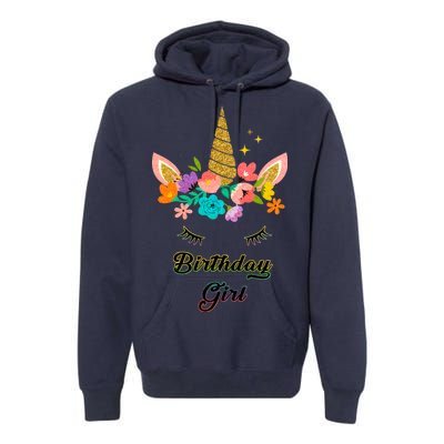 Floral Birthday Girl Unicorn Premium Hoodie