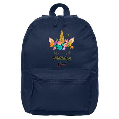 Floral Birthday Girl Unicorn 16 in Basic Backpack