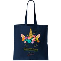 Floral Birthday Girl Unicorn Tote Bag