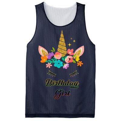 Floral Birthday Girl Unicorn Mesh Reversible Basketball Jersey Tank