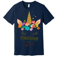 Floral Birthday Girl Unicorn Premium T-Shirt