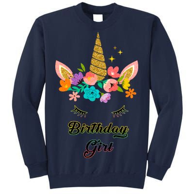 Floral Birthday Girl Unicorn Tall Sweatshirt