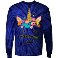 Floral Birthday Girl Unicorn Tie-Dye Long Sleeve Shirt