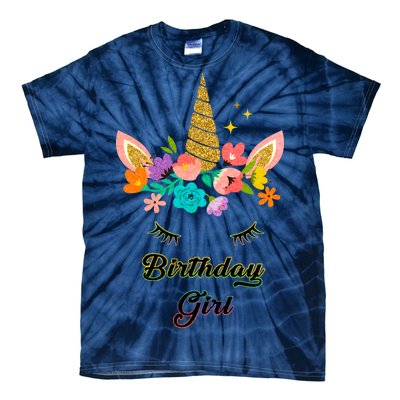 Floral Birthday Girl Unicorn Tie-Dye T-Shirt