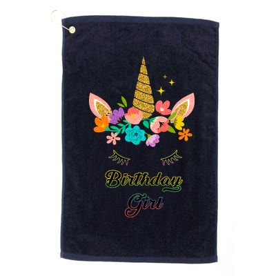 Floral Birthday Girl Unicorn Golf Towel