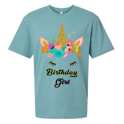 Floral Birthday Girl Unicorn Sueded Cloud Jersey T-Shirt