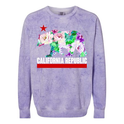 Floral California Republic Bear Tropical Bear Colorblast Crewneck Sweatshirt