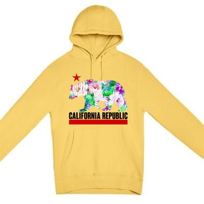 Floral California Republic Bear Tropical Bear Premium Pullover Hoodie