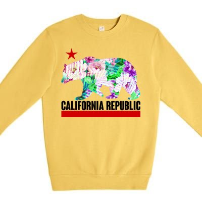 Floral California Republic Bear Tropical Bear Premium Crewneck Sweatshirt