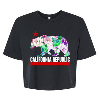 Floral California Republic Bear Tropical Bear Bella+Canvas Jersey Crop Tee