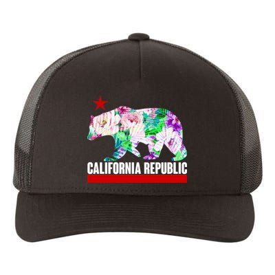 Floral California Republic Bear Tropical Bear Yupoong Adult 5-Panel Trucker Hat