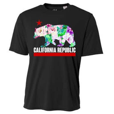 Floral California Republic Bear Tropical Bear Cooling Performance Crew T-Shirt