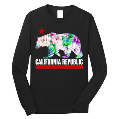 Floral California Republic Bear Tropical Bear Long Sleeve Shirt