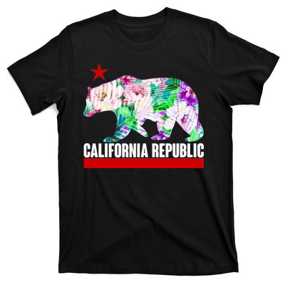 Floral California Republic Bear Tropical Bear T-Shirt