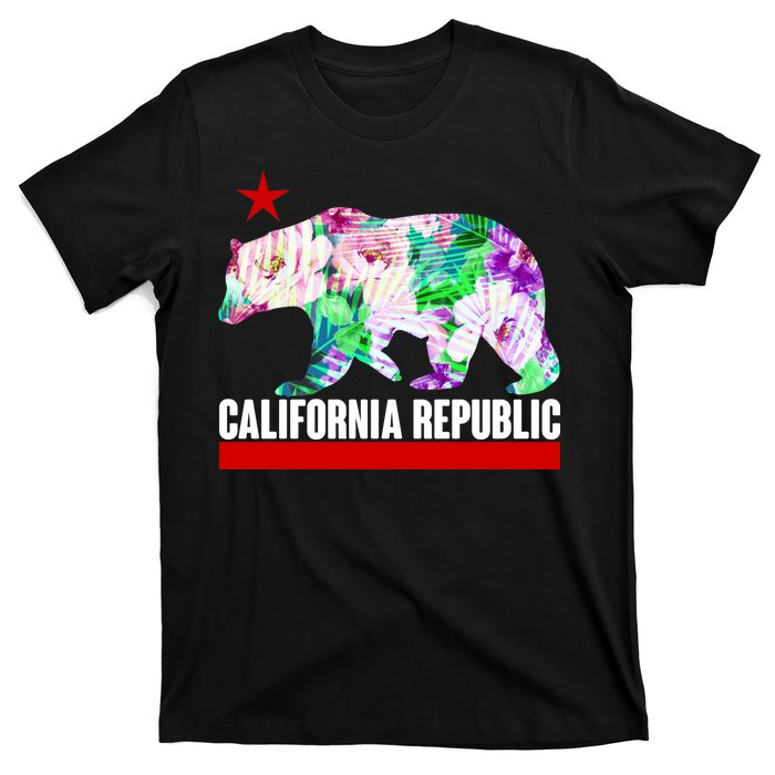 Floral California Republic Bear Tropical Bear T-Shirt