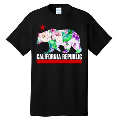 Floral California Republic Bear Tropical Bear Tall T-Shirt