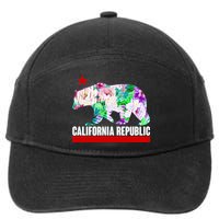 Floral California Republic Bear Tropical Bear 7-Panel Snapback Hat