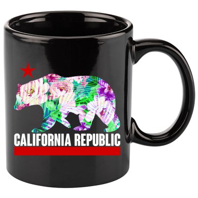 Floral California Republic Bear Tropical Bear 11oz C Handle Ceramic Mug