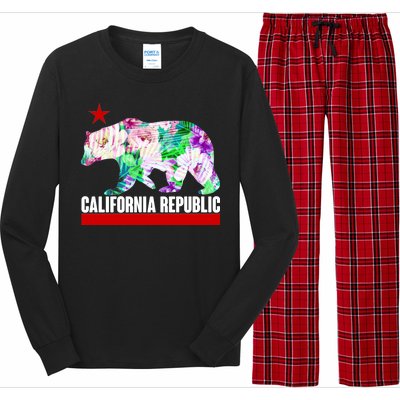 Floral California Republic Bear Tropical Bear Long Sleeve Pajama Set