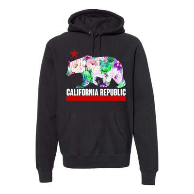 Floral California Republic Bear Tropical Bear Premium Hoodie