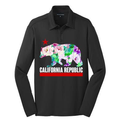 Floral California Republic Bear Tropical Bear Silk Touch Performance Long Sleeve Polo