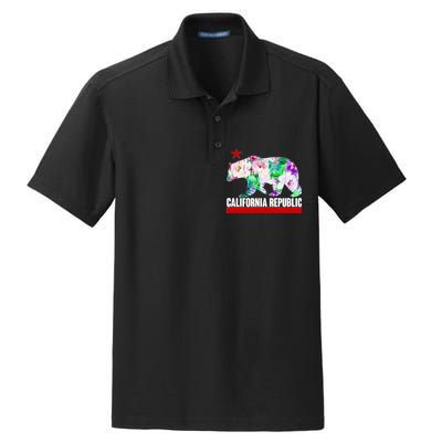 Floral California Republic Bear Tropical Bear Dry Zone Grid Polo