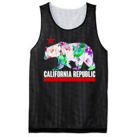 Floral California Republic Bear Tropical Bear Mesh Reversible Basketball Jersey Tank