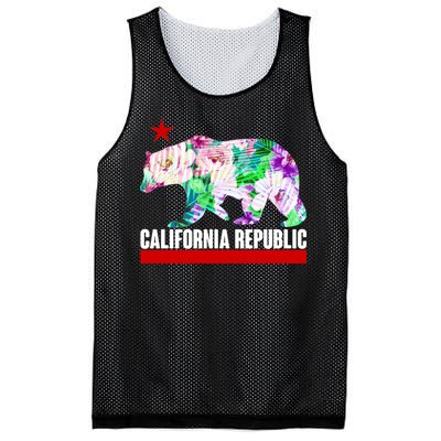 Floral California Republic Bear Tropical Bear Mesh Reversible Basketball Jersey Tank